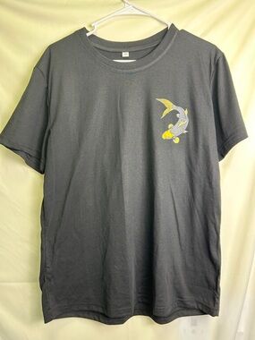 Men's Black Short-Sleeve Tee with Yellow Koi Graphic
